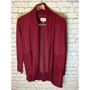 Evy's Tree The Tessa berry red lace sweater cardigan size XL long sleeve